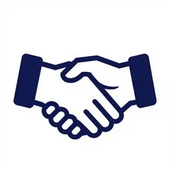 Handshake icon representing one direct point of contact