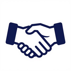 Handshake icon representing one direct point of contact